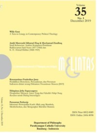 Melintas : An International Journal of Philosophy and Religion Volume 35 Nomor 3 Desember 2019